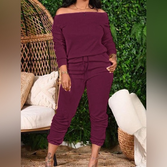 Off-Shoulder Top and Pants Set - Picture 1 of 4